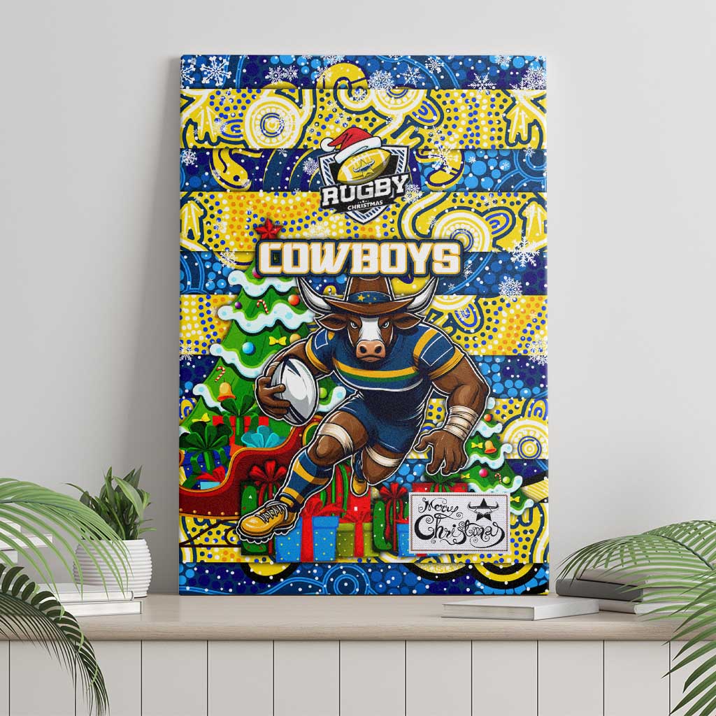 Cowboys Rugby Merry Christmas Canvas Wall Art Indigenous Australian Art