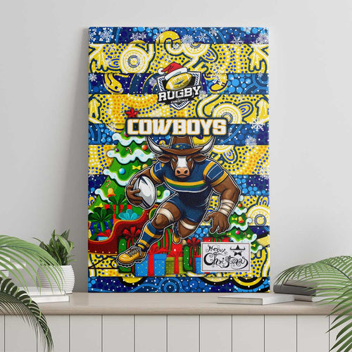 Cowboys Rugby Merry Christmas Canvas Wall Art Indigenous Australian Art