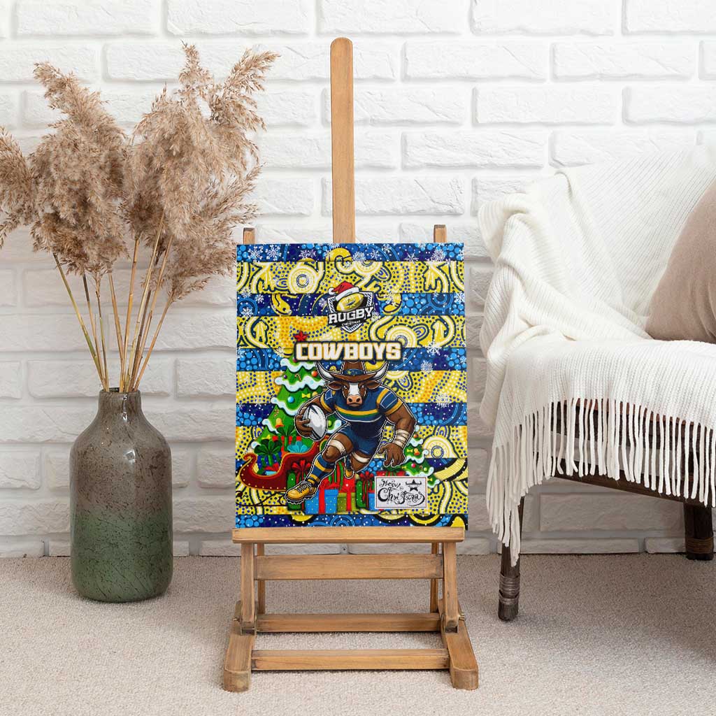 Cowboys Rugby Merry Christmas Canvas Wall Art Indigenous Australian Art