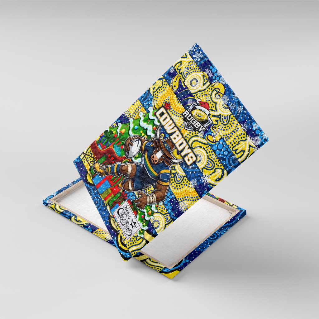Cowboys Rugby Merry Christmas Canvas Wall Art Indigenous Australian Art