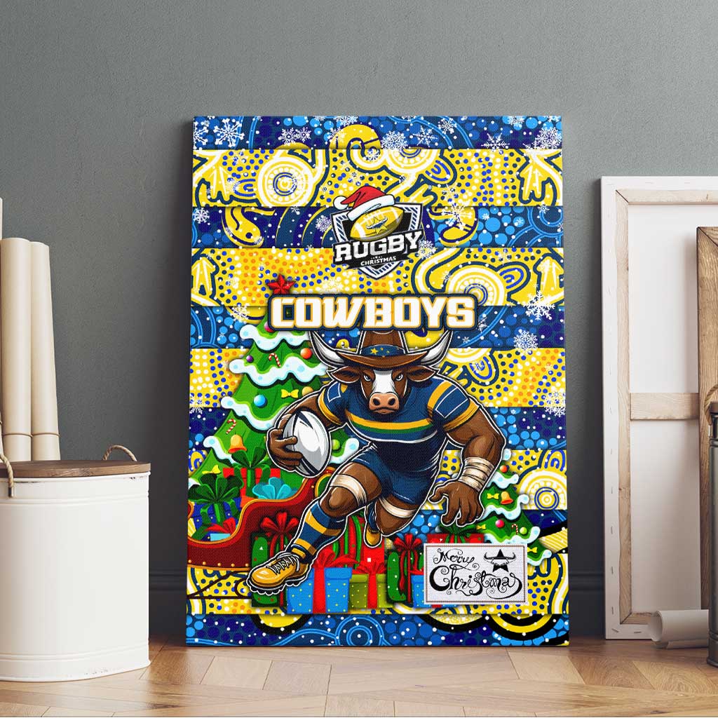 Cowboys Rugby Merry Christmas Canvas Wall Art Indigenous Australian Art