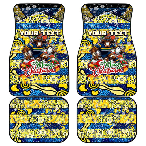 Cowboys Rugby Merry Christmas Car Mats Indigenous Australian Art
