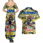 Custom Cowboys Rugby Merry Christmas Couples Matching Summer Maxi Dress and Hawaiian Shirt Indigenous Australian Art