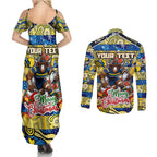 Custom Cowboys Rugby Merry Christmas Couples Matching Summer Maxi Dress and Long Sleeve Button Shirt Indigenous Australian Art
