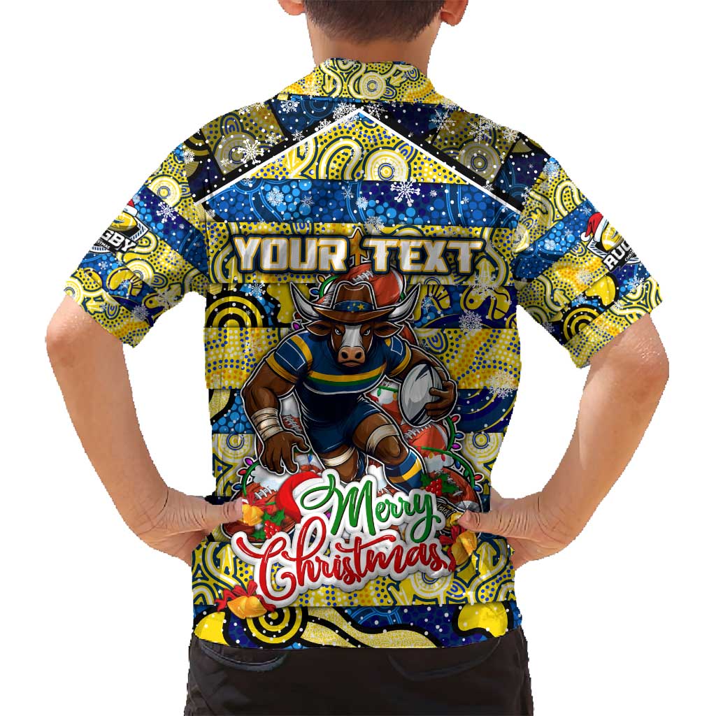 Custom Cowboys Rugby Merry Christmas Family Matching Summer Maxi Dress and Hawaiian Shirt Indigenous Australian Art