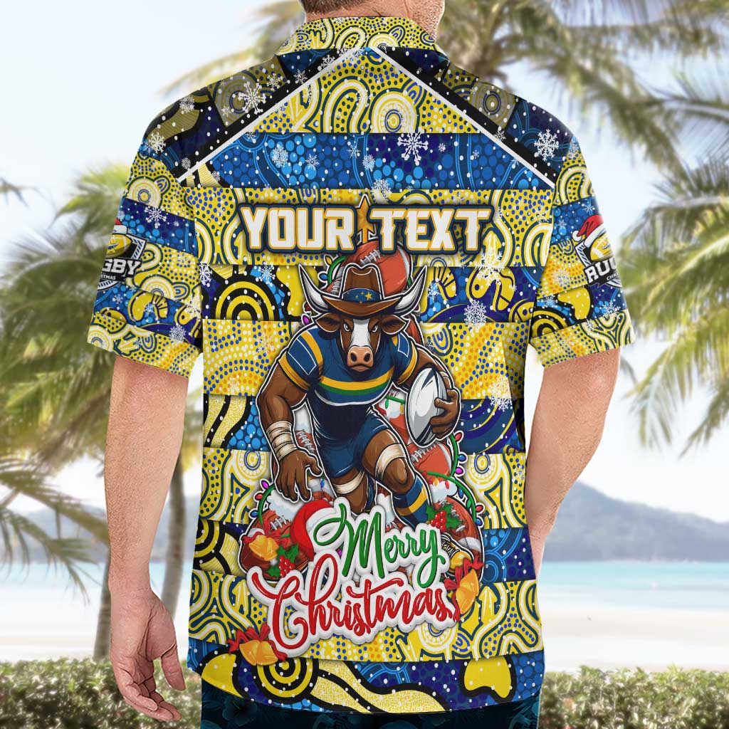 Custom Cowboys Rugby Merry Christmas Hawaiian Shirt Indigenous Australian Art