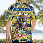 Custom Cowboys Rugby Merry Christmas Hawaiian Shirt Indigenous Australian Art