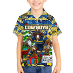 Custom Cowboys Rugby Merry Christmas Hawaiian Shirt Indigenous Australian Art