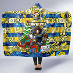 Cowboys Rugby Merry Christmas Hooded Blanket Indigenous Australian Art