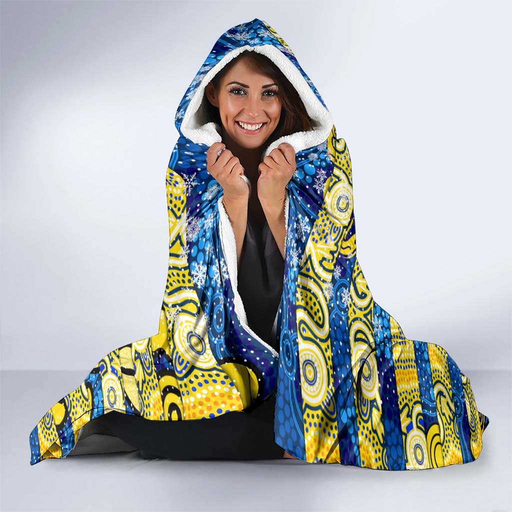 Cowboys Rugby Merry Christmas Hooded Blanket Indigenous Australian Art