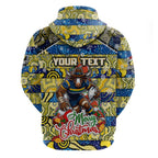 Custom Cowboys Rugby Merry Christmas Hoodie Indigenous Australian Art