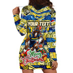 Custom Cowboys Rugby Merry Christmas Hoodie Dress Indigenous Australian Art
