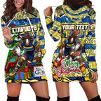 Custom Cowboys Rugby Merry Christmas Hoodie Dress Indigenous Australian Art