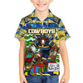 Custom Cowboys Rugby Merry Christmas Kid Hawaiian Shirt Indigenous Australian Art