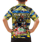 Custom Cowboys Rugby Merry Christmas Kid Hawaiian Shirt Indigenous Australian Art