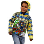 Custom Cowboys Rugby Merry Christmas Kid Hoodie Indigenous Australian Art