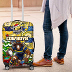 Cowboys Rugby Merry Christmas Luggage Cover Indigenous Australian Art