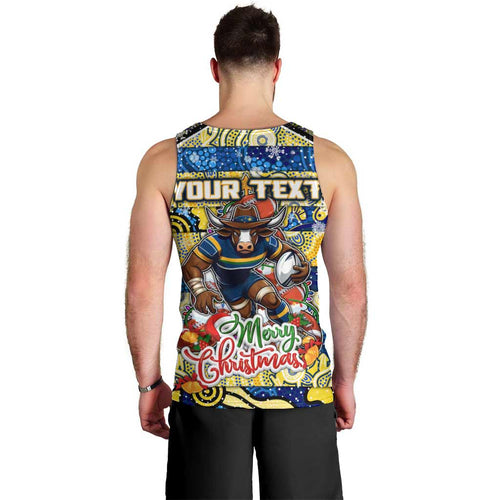 Custom Cowboys Rugby Merry Christmas Men Tank Top Indigenous Australian Art
