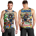 Custom Cowboys Rugby Merry Christmas Men Tank Top Indigenous Australian Art