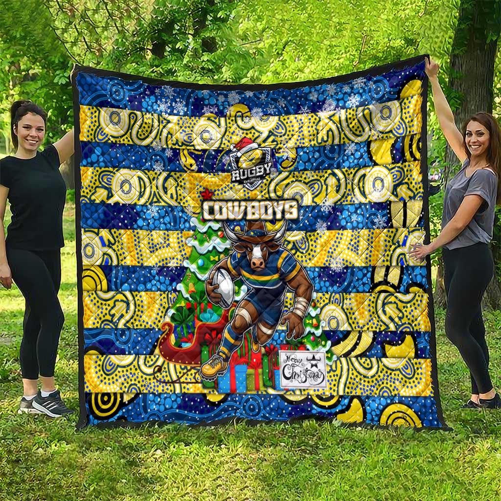 Cowboys Rugby Merry Christmas Quilt Indigenous Australian Art