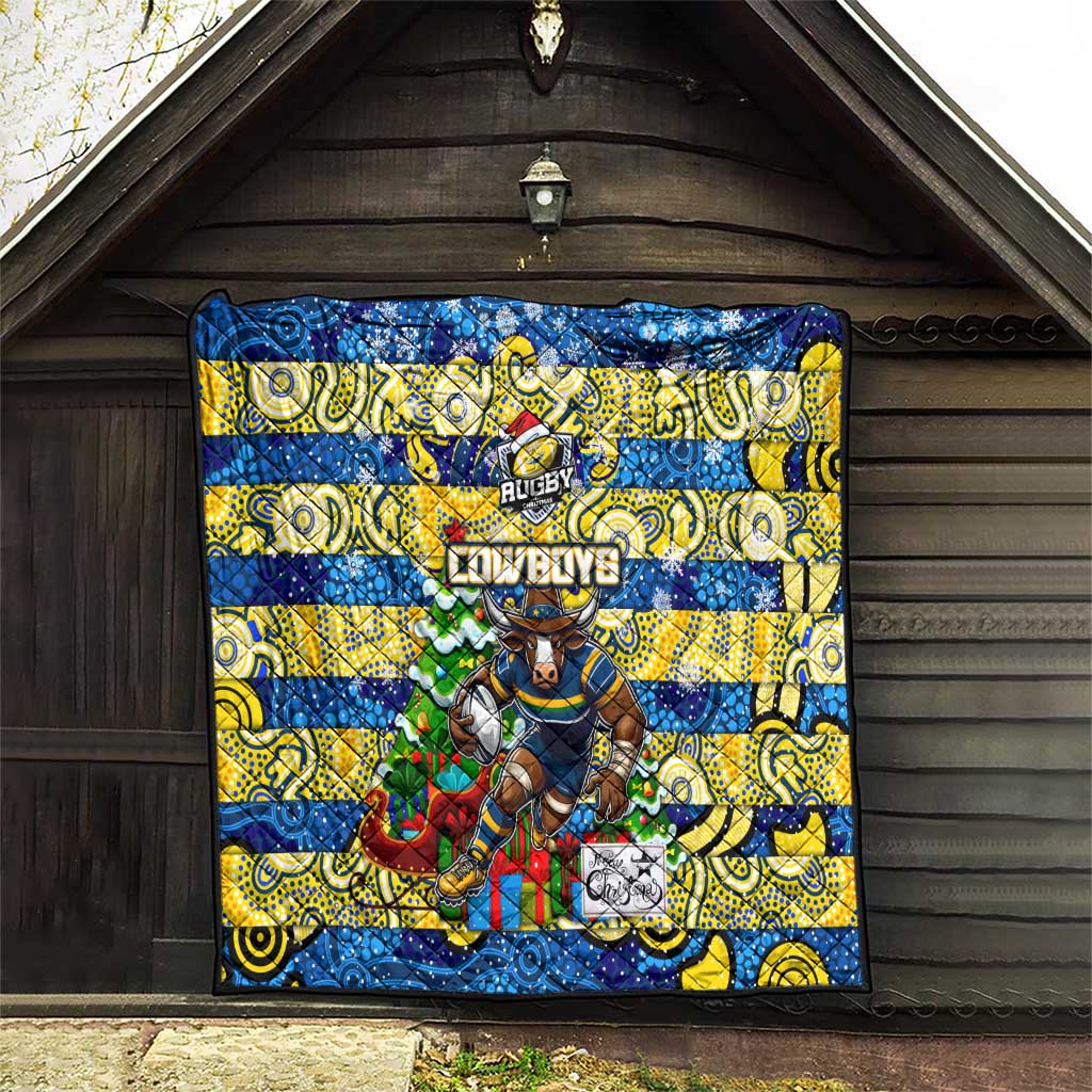 Cowboys Rugby Merry Christmas Quilt Indigenous Australian Art