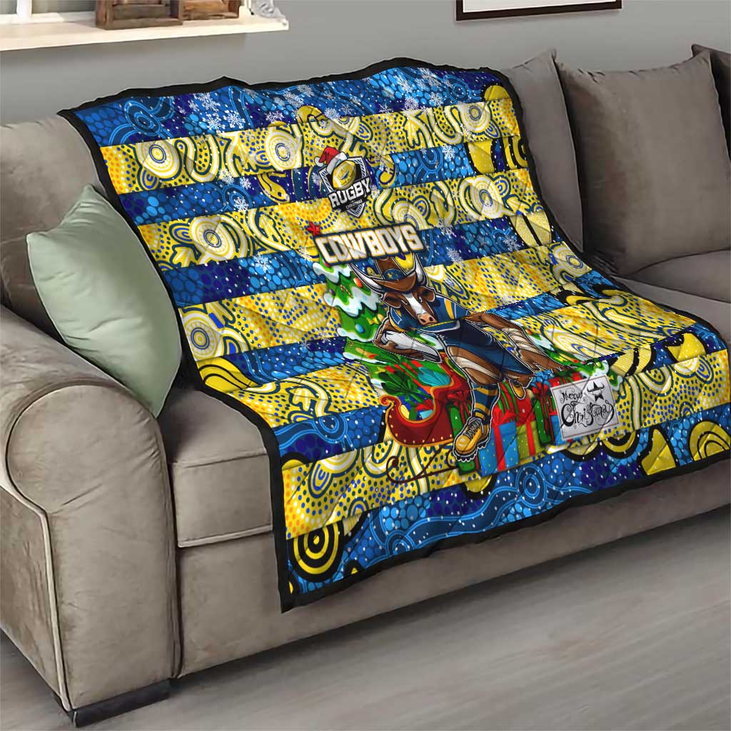Cowboys Rugby Merry Christmas Quilt Indigenous Australian Art