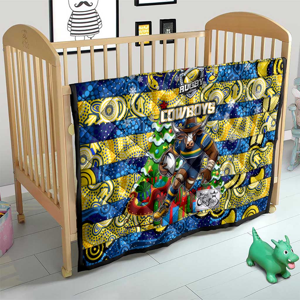 Cowboys Rugby Merry Christmas Quilt Indigenous Australian Art
