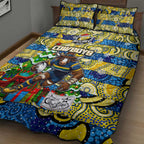 Cowboys Rugby Merry Christmas Quilt Bed Set Indigenous Australian Art