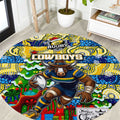 Cowboys Rugby Merry Christmas Round Carpet Indigenous Australian Art