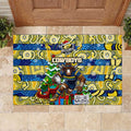 Cowboys Rugby Merry Christmas Rubber Doormat Indigenous Australian Art