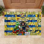 Cowboys Rugby Merry Christmas Rubber Doormat Indigenous Australian Art
