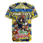 Custom Cowboys Rugby Merry Christmas Rugby Jersey Indigenous Australian Art