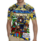 Custom Cowboys Rugby Merry Christmas Rugby Jersey Indigenous Australian Art