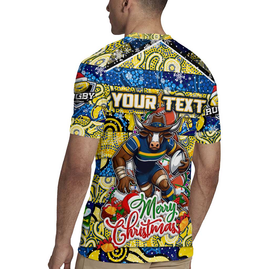 Custom Cowboys Rugby Merry Christmas Rugby Jersey Indigenous Australian Art
