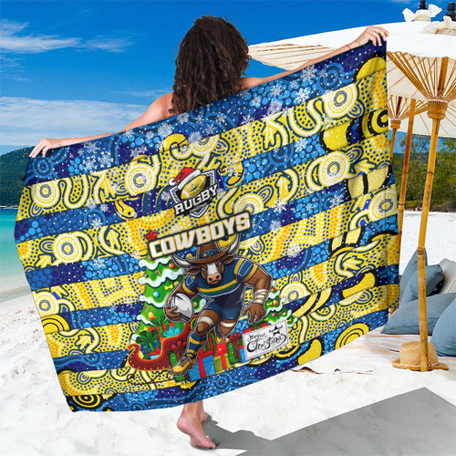 Cowboys Rugby Merry Christmas Sarong Indigenous Australian Art