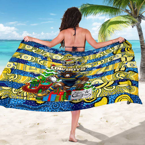 Cowboys Rugby Merry Christmas Sarong Indigenous Australian Art