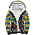 Custom Cowboys Rugby Merry Christmas Sherpa Hoodie Indigenous Australian Art