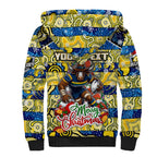 Custom Cowboys Rugby Merry Christmas Sherpa Hoodie Indigenous Australian Art