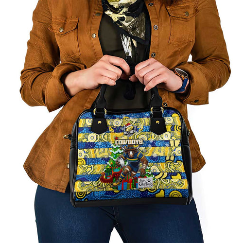 Cowboys Rugby Merry Christmas Shoulder Handbag Indigenous Australian Art