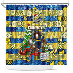 Cowboys Rugby Merry Christmas Shower Curtain Indigenous Australian Art