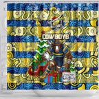 Cowboys Rugby Merry Christmas Shower Curtain Indigenous Australian Art