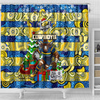 Cowboys Rugby Merry Christmas Shower Curtain Indigenous Australian Art
