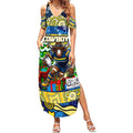 Custom Cowboys Rugby Merry Christmas Summer Maxi Dress Indigenous Australian Art