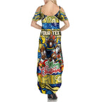 Custom Cowboys Rugby Merry Christmas Summer Maxi Dress Indigenous Australian Art