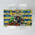 Cowboys Rugby Merry Christmas Tablecloth Indigenous Australian Art