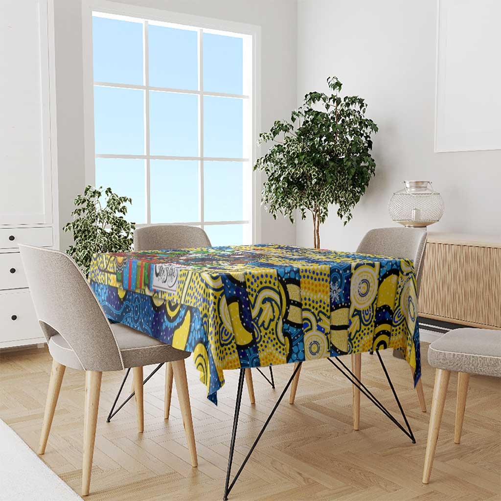 Cowboys Rugby Merry Christmas Tablecloth Indigenous Australian Art
