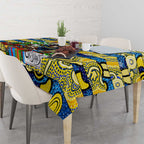 Cowboys Rugby Merry Christmas Tablecloth Indigenous Australian Art