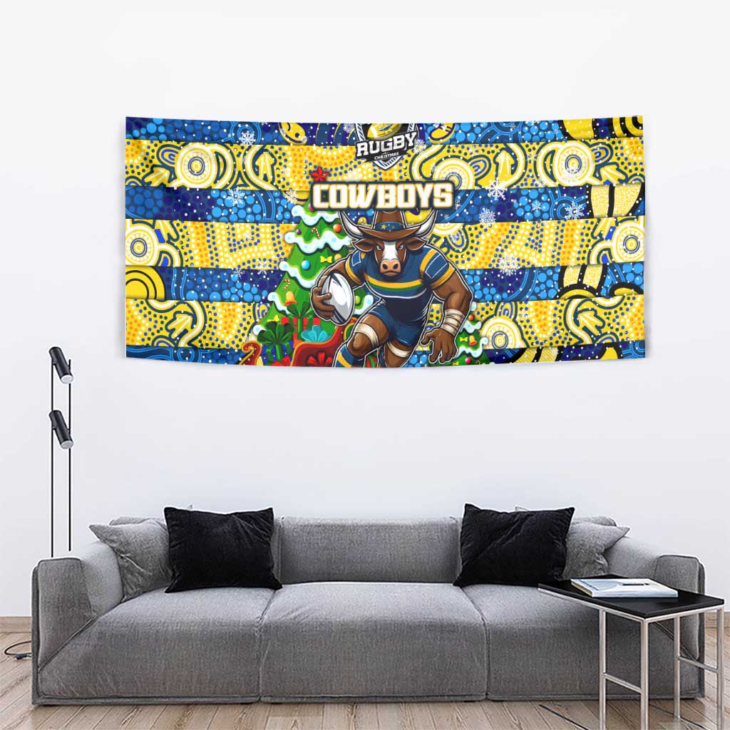 Cowboys Rugby Merry Christmas Tapestry Indigenous Australian Art