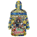 Custom Cowboys Rugby Merry Christmas Wearable Blanket Hoodie Indigenous Australian Art
