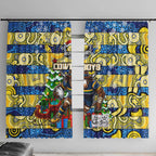 Cowboys Rugby Merry Christmas Window Curtain Indigenous Australian Art